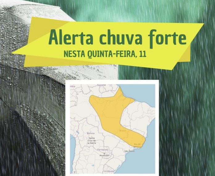 Alerta de chuva forte para esta quinta-feira (11)