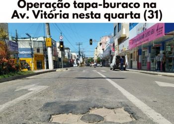 DER realiza operação tapa-buracos na Avenida Vitória, nesta quarta-feira  (31)