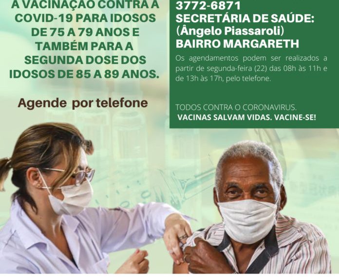 Nova Venécia iniciará agendamento para imunização de idosos na faixa etária de 75 a 79 anos e para segunda dose dos idosos de 85 a 89 anos