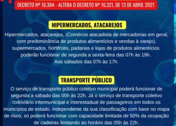 Novos horários de hipermercados, atacarejos e serviço de transporte público