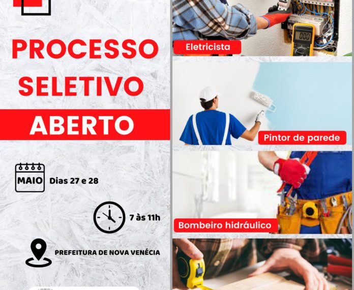 Prefeitura de Nova Venécia abre processo seletivo de contratação para diversos cargos