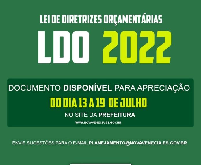 Em meio à pandemia da Covid-19, sugestões sobre a Lei de Diretrizes Orçamentárias serão recebidas por e-mail