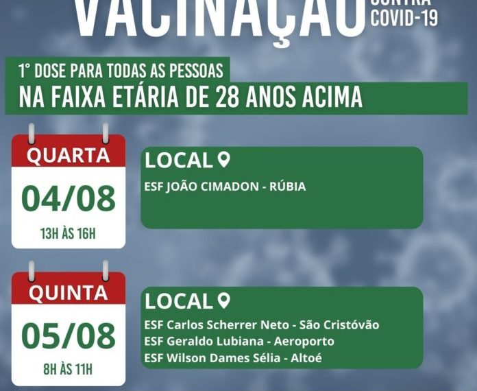 Nova Venécia inicia vacinação para pessoas de 28 anos acima