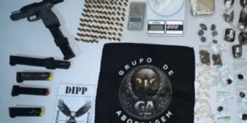 PM apreende pistola 9mm, 104 munições e drogas em imóvel usado como depósito em Nestor Gomes