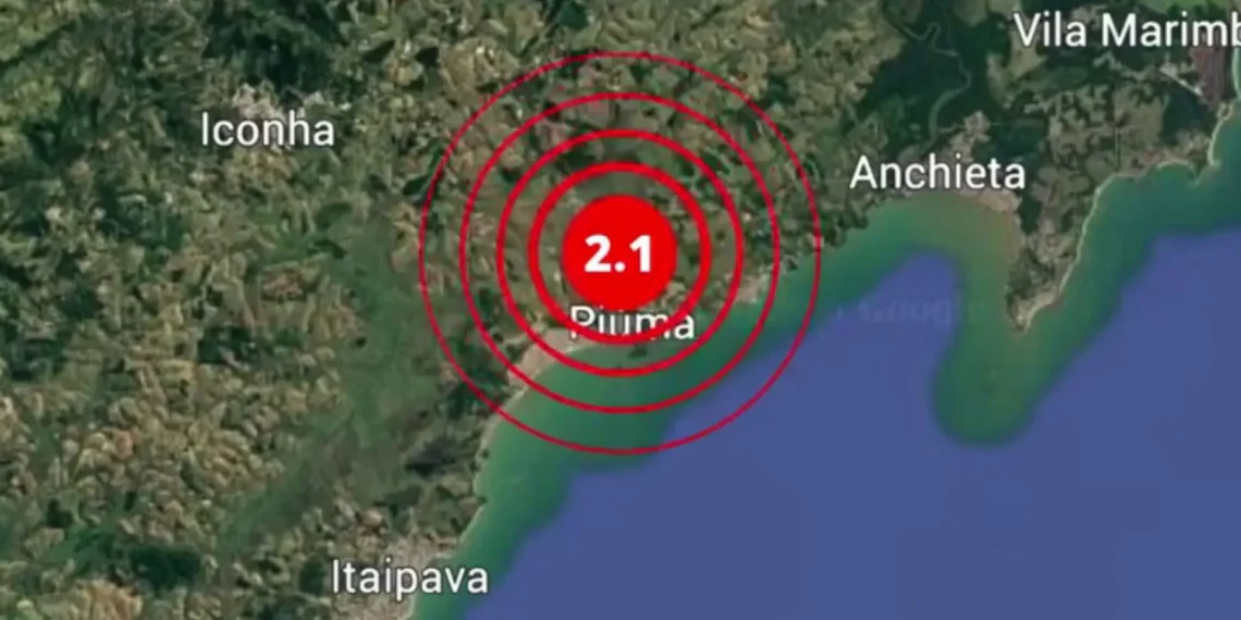 Tremor de magnitude 2.1 atinge Piúma, no Espírito Santo, neste sábado (20)