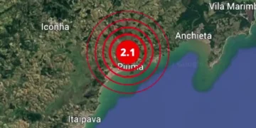 Tremor de magnitude 2.1 atinge Piúma, no Espírito Santo, neste sábado (20)